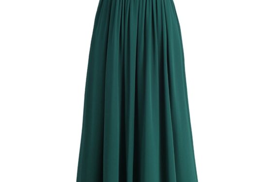 YiZYiF Women's Strapless Chiffon Bridesmaid Dress Long Prom Evening Gown Dark Green 4