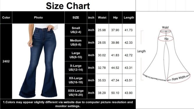 Bell Bottom Jeans for Women Ripped High Waisted Classic Flared Pants, 01blue2402-1, XX-Large - Image 4