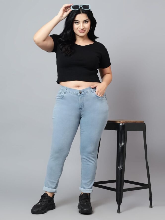 Nifty Women's Denim Stretchable Mid Rise Plus Size Jeans (NFTYPLS_PLN_Gry_40_Grey_40) - Image 3