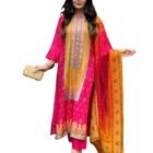 ANNI DESIGNER Women's Rayon Blend Printed Straight Kurta with Pant & Dupatta (Shubhangi Rani_XXL_Pink_XX-Large)