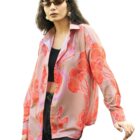 GRECIILOOKS Shirt for Women | Printed Casual Crop Top | Long Sleeve Stylish Collared |Korean Oversized Button-Down |Causal |Formal | Trendy (in, Alpha, M, Orange)