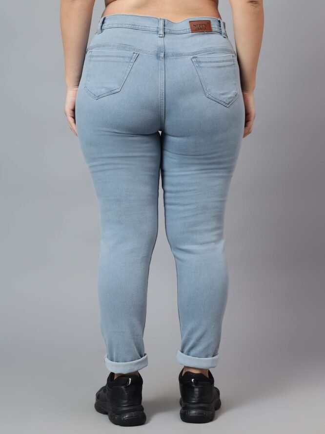 Nifty Women's Denim Stretchable Mid Rise Plus Size Jeans (NFTYPLS_PLN_Gry_40_Grey_40) - Image 5
