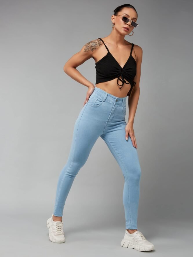 Miss Chase Women's Light Blue Skinny High Rise Distressed Regular Length Ice Wash Denim Jeans (MCAW18DEN02-76-158-32, Light Blue, 32) - Image 7