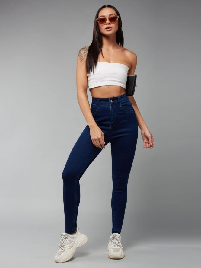 Miss Chase Women's Skinny Fit High/Mid Rise Regular Length Stretchable Denim Jeans (MCSS21DEN99-38-320-30, Presidential Blue, 30) - Image 6