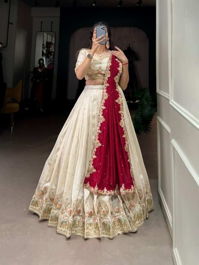 Zivri Trends Women's Art Silk Embroidery Lehenga Choli with Dupatta | Bridal Stylish Wedding Lehenga Choli for women - Image 2