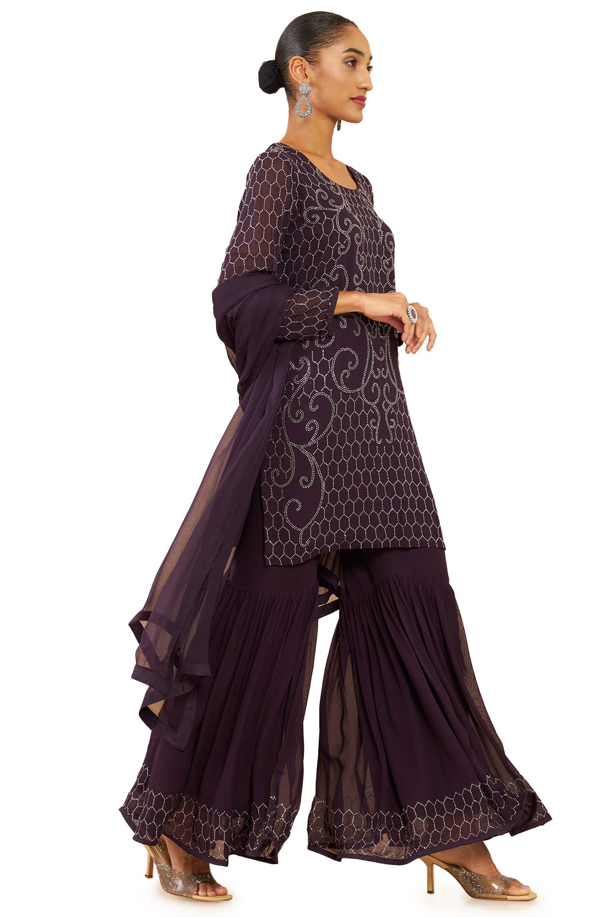 Soch Women Purple Georgette Floral Suit Set - Image 5