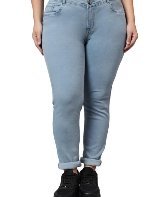 Nifty Women's Denim Stretchable Mid Rise Plus Size Jeans (NFTYPLS_PLN_Gry_40_Grey_40)