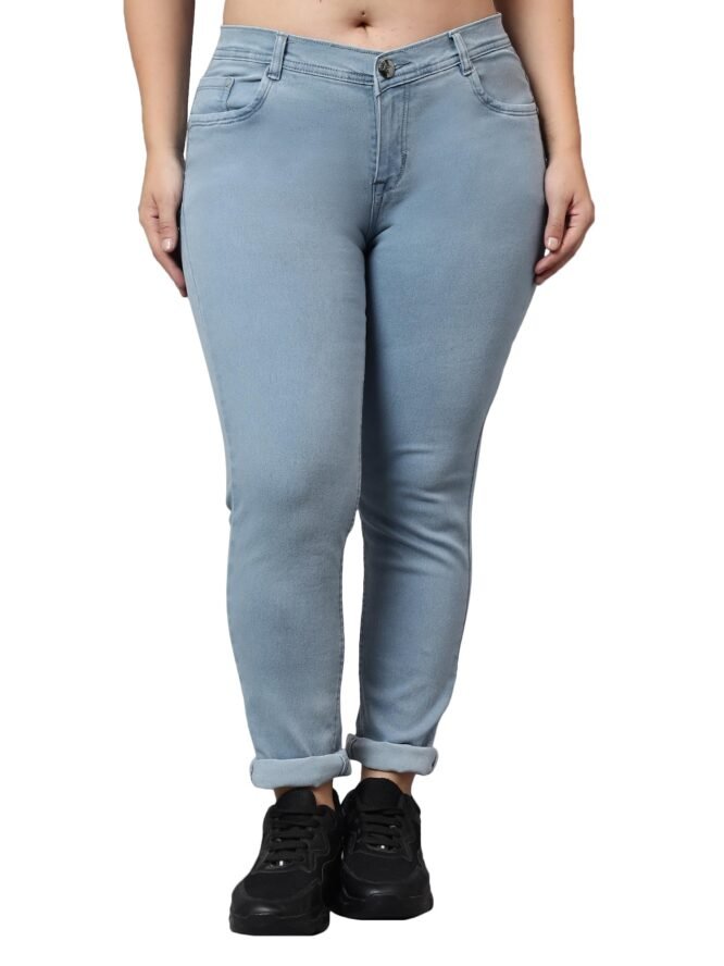 Nifty Women's Denim Stretchable Mid Rise Plus Size Jeans (NFTYPLS_PLN_Gry_40_Grey_40)