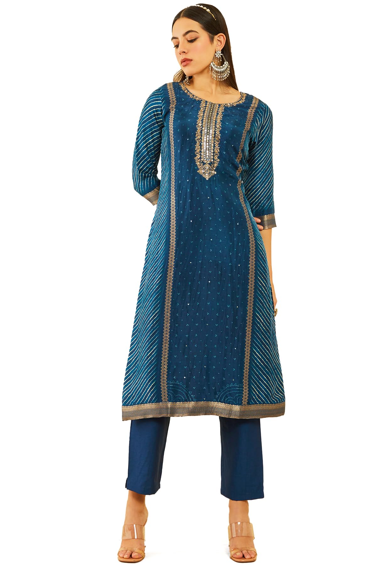 Soch Women's Brocade Chudidar Set (EWS4CD20397B_Blue_S) - Image 3