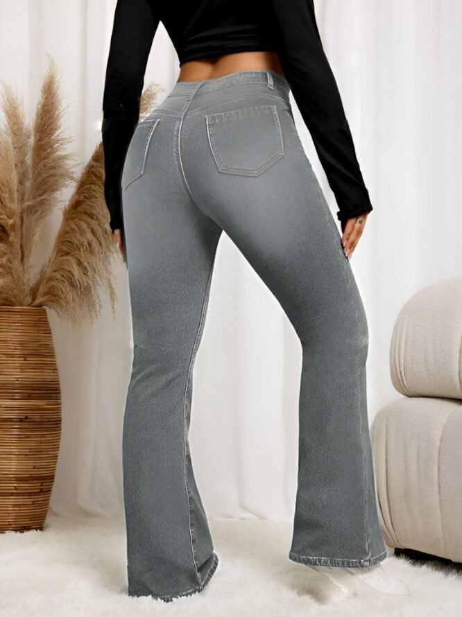 Ben Martin Women High Waist Grey Bootcut Flared Wide Leg Bell Bottom Jeans 30 - Image 6