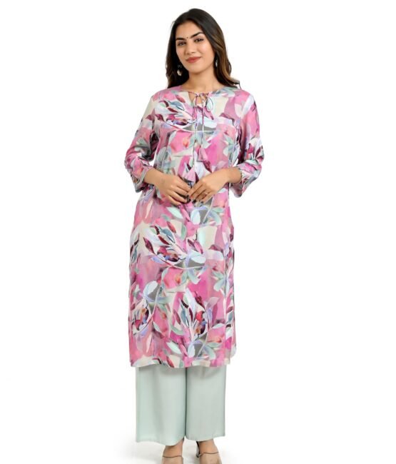 Women's Viscose Blush Pink Breeze Kurti – Effortless Style (Size-XL)