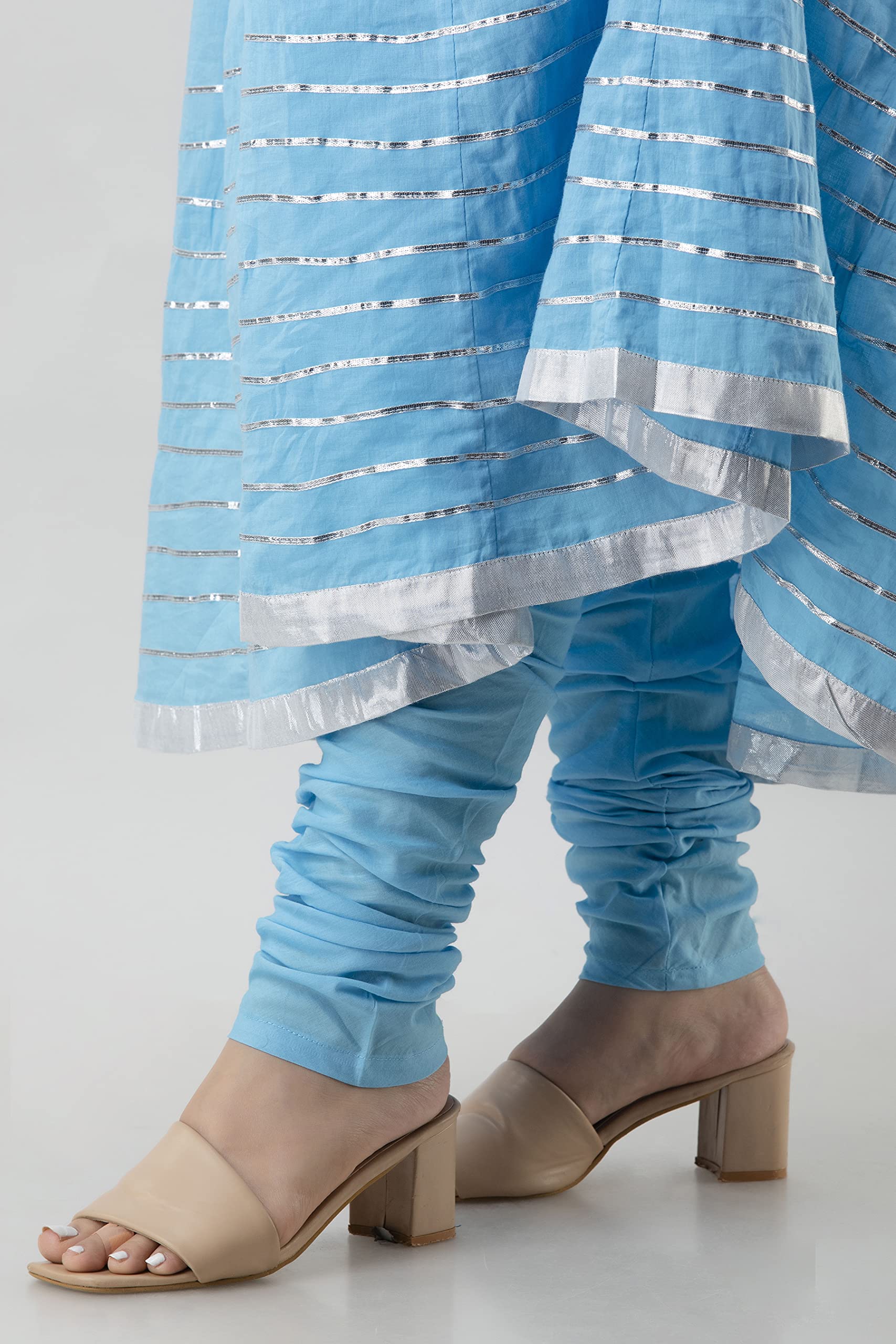 A&K Women Anarkali Embroided Printed Round Neck Kurta, Churidar & Dupatta Set - Image 2