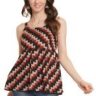COTLAND Fashions Jaipuri Cotton Printed Strappy Sleeveless Classic Fit Top For Women (Midnight Zig-Zags), XS,Multicolor