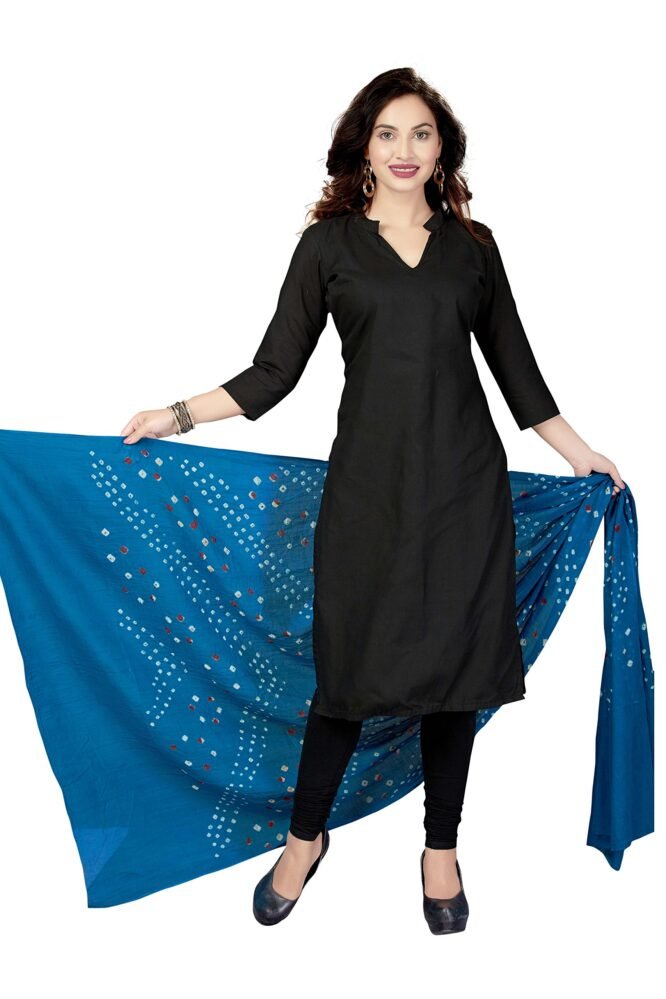 RANI SAAHIBA Cotton Kutchi Bandhani Dupatta (SKRDD1502_Sky Blue) - Image 4