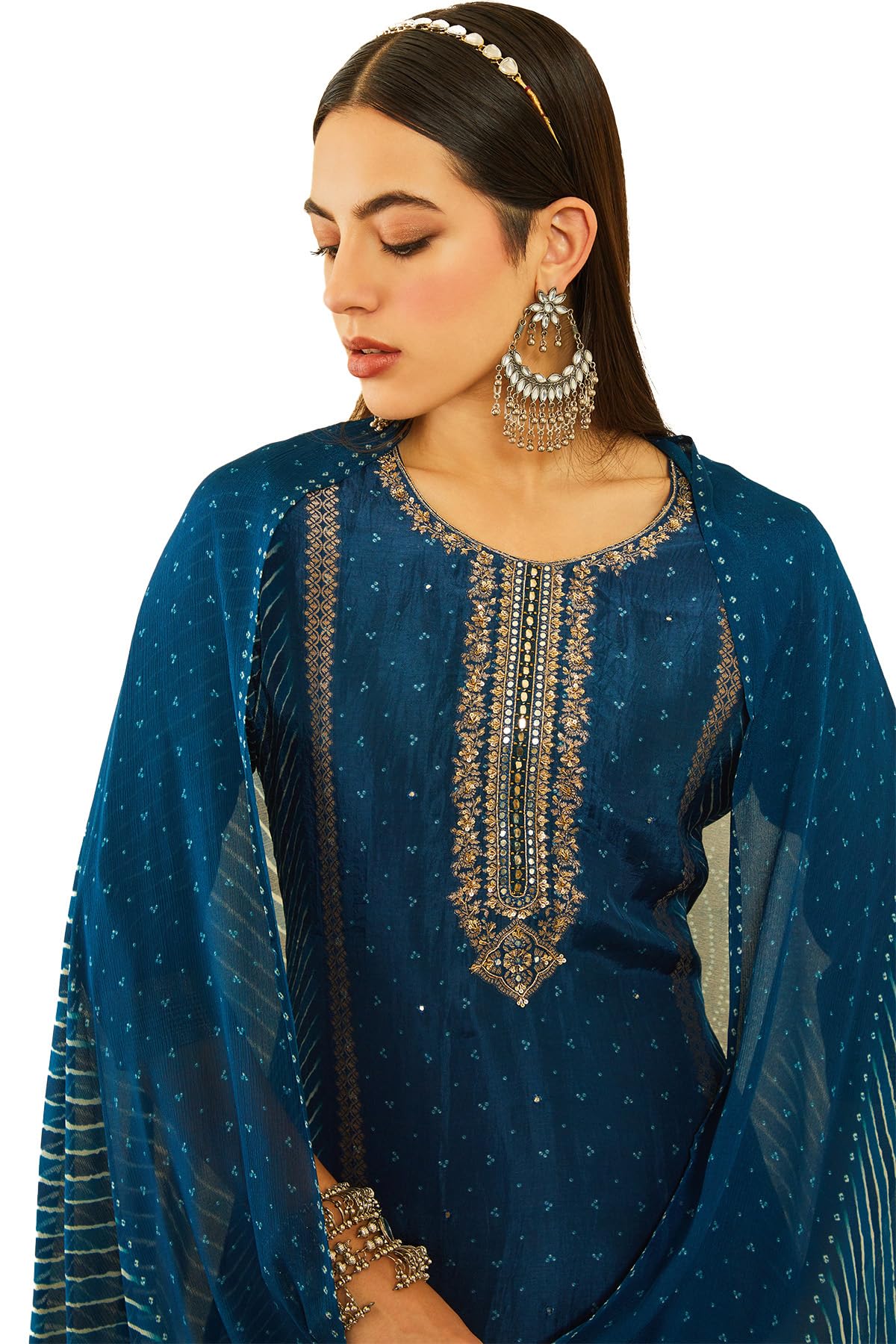 Soch Women's Brocade Chudidar Set (EWS4CD20397B_Blue_S) - Image 5