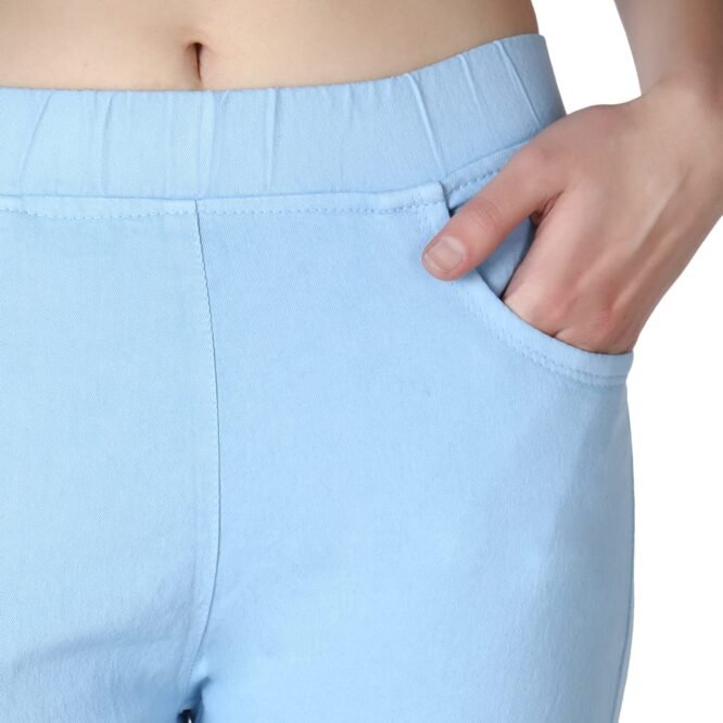 3 Butterflies!!! Skinny Fit Stretchable High Waist Ankle Length Jeggings for Women(FPHEL-28_Sky Blue_28) - Image 7