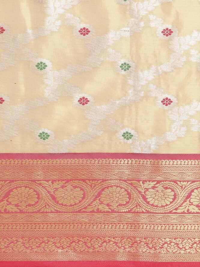 EthnicJunction Women's Banarasi Silk Blend Woven Saree With Unstitched Blouse Piece (EJ7064-Upasana-Cream_Cream) - Image 2
