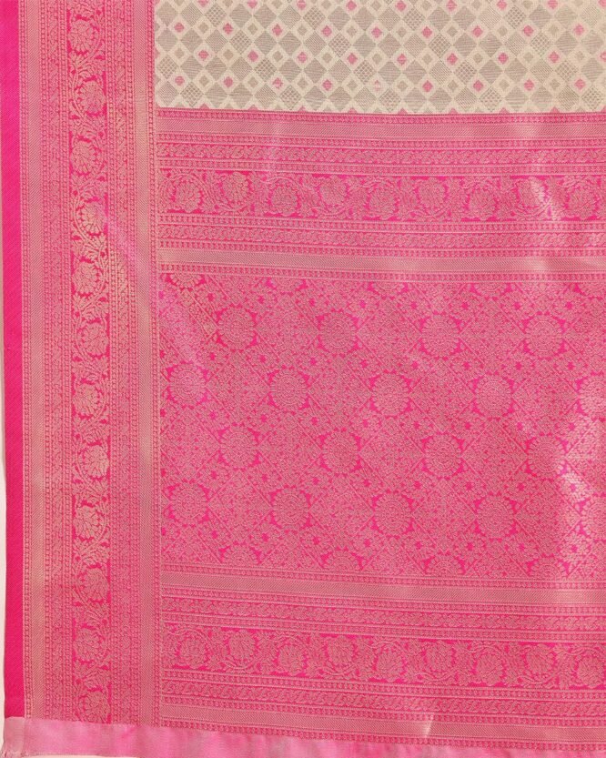 Monjolika Fashion Women Timeless Pink Kanjivaram Silk Saree with Intricate Zari Work Comes With Unstitched Regular Fit Blouse Piece - Image 2