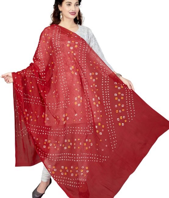 RANI SAAHIBA Cotton Kutchi Bandhani Dupatta (SKRDD1495_Red)