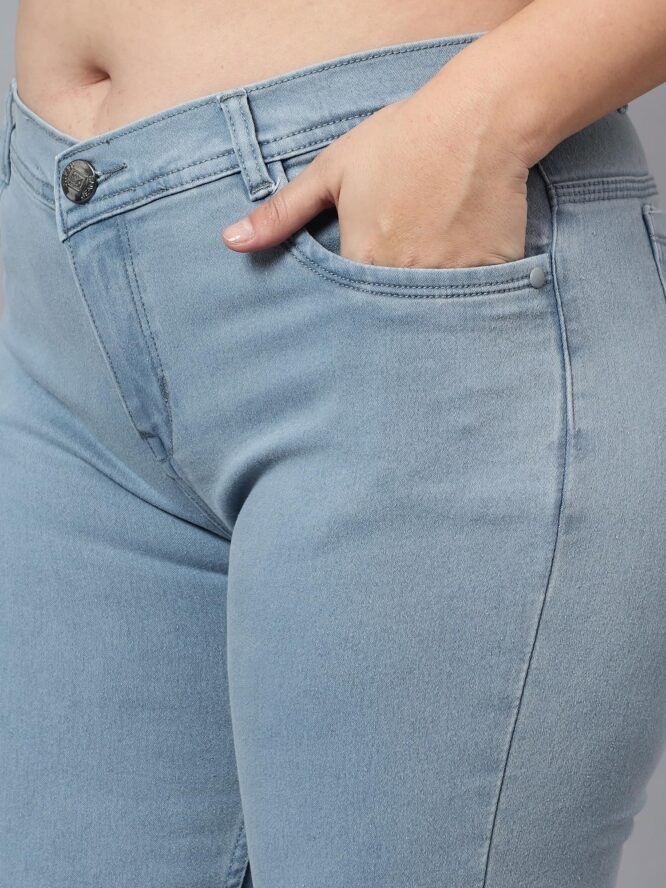 Nifty Women's Denim Stretchable Mid Rise Plus Size Jeans (NFTYPLS_PLN_Gry_40_Grey_40) - Image 2
