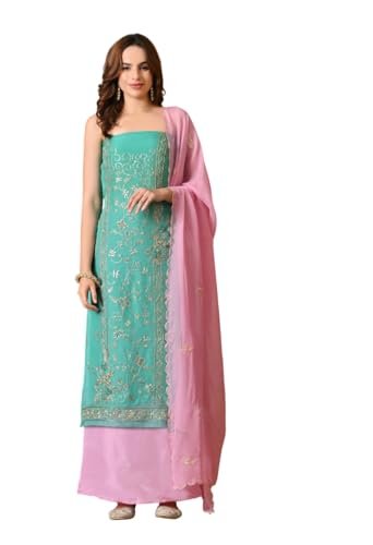 THE WEAVERS SHOP BY RAAVI Pure Organza Salwar And Suit Unstitched Dress Material