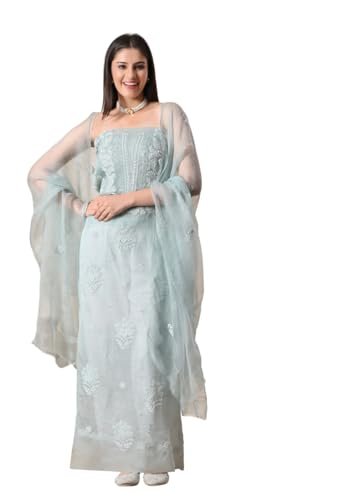 THE WEAVERS SHOP BY RAAVI Pure Organza Women Suits Unstitched Dress Material