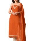 THE WEAVERS SHOP BY RAAVI Handmade Georgette Salwar and Suit Unstitched Dress Material - Set of 3