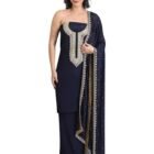 THE WEAVERS SHOP BY RAAVI Crepe Zardozi Work Unstitched Dress Material - Set of 3