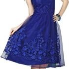 3NH® Women Fit Flare Beige Dress : Blue, Large