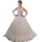 GOWNLINK White Christian - Catholic Wedding White Train Gown Wedding Dress i with Sleeves GL8020T (Custom)