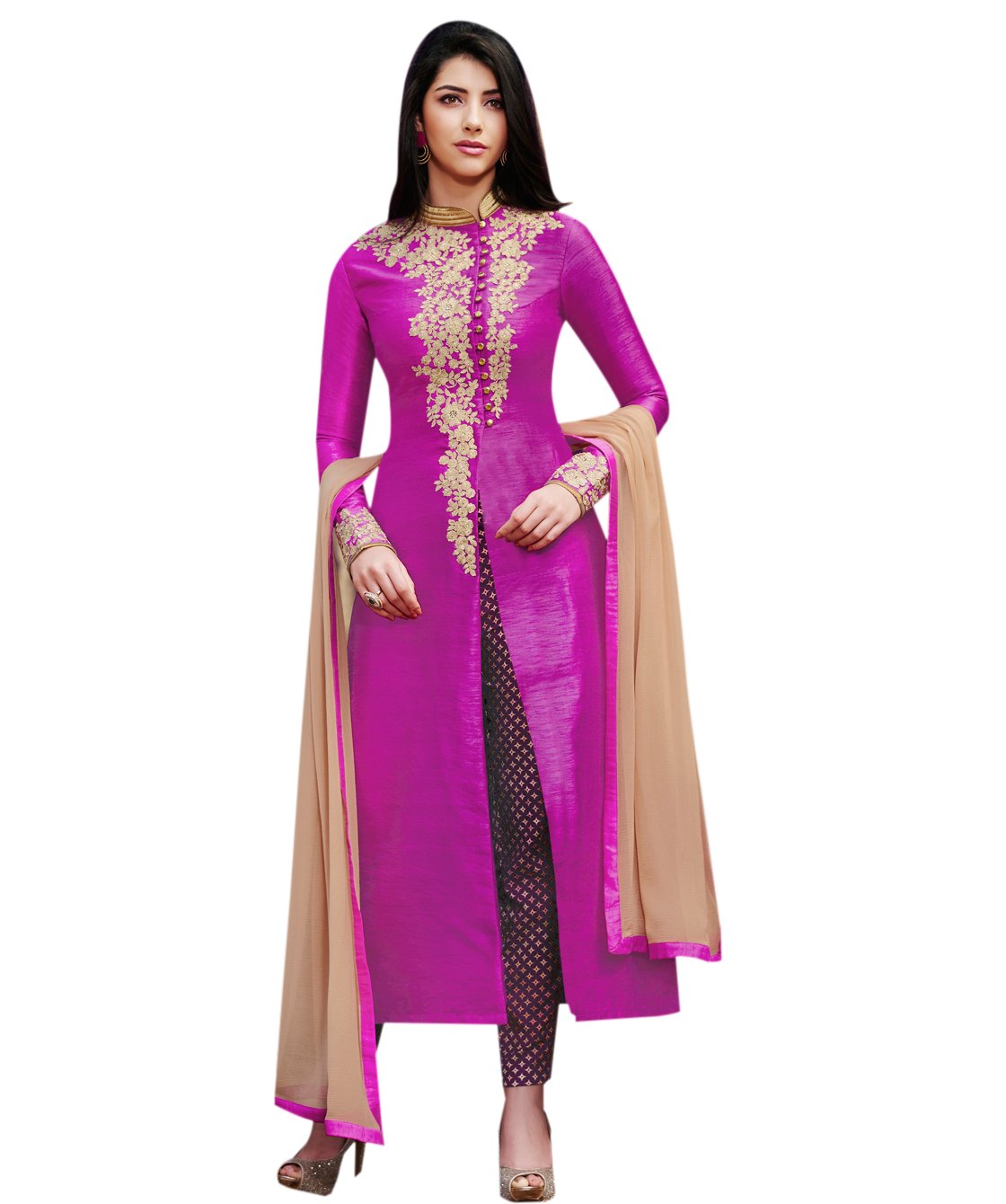 Aadya Women's Georgette Dress Material (R1027B_Free Size_Purple)
