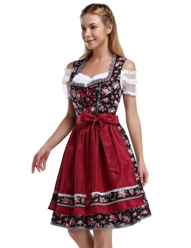 GloryStar Oktoberfest Dress Women's German Dirndl Dress Costumes for Bavarian Oktoberfest Carnival Halloween 21New-Black pattern L - Image 7