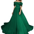 Off Shoulder Tulle Wedding Dresses Puffy Prom Dresses Long Ball Gown Dresses for Women, Dark Green, 22