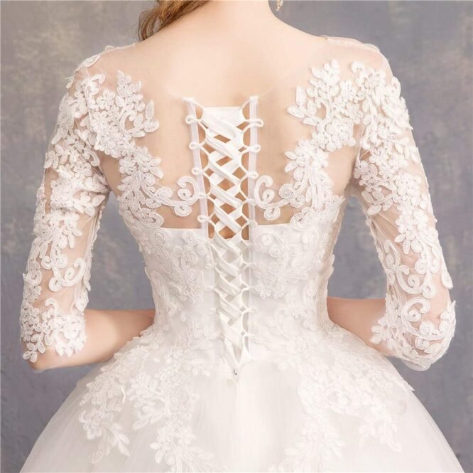 GOWNLINK White Christian Wedding Catholic Wedding Ball Long Gown Dress in White Frock Women with Extra Sleeves Gld30 (Small) - Image 6
