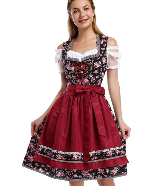 GloryStar Oktoberfest Dress Women's German Dirndl Dress Costumes for Bavarian Oktoberfest Carnival Halloween 21New-Black pattern L