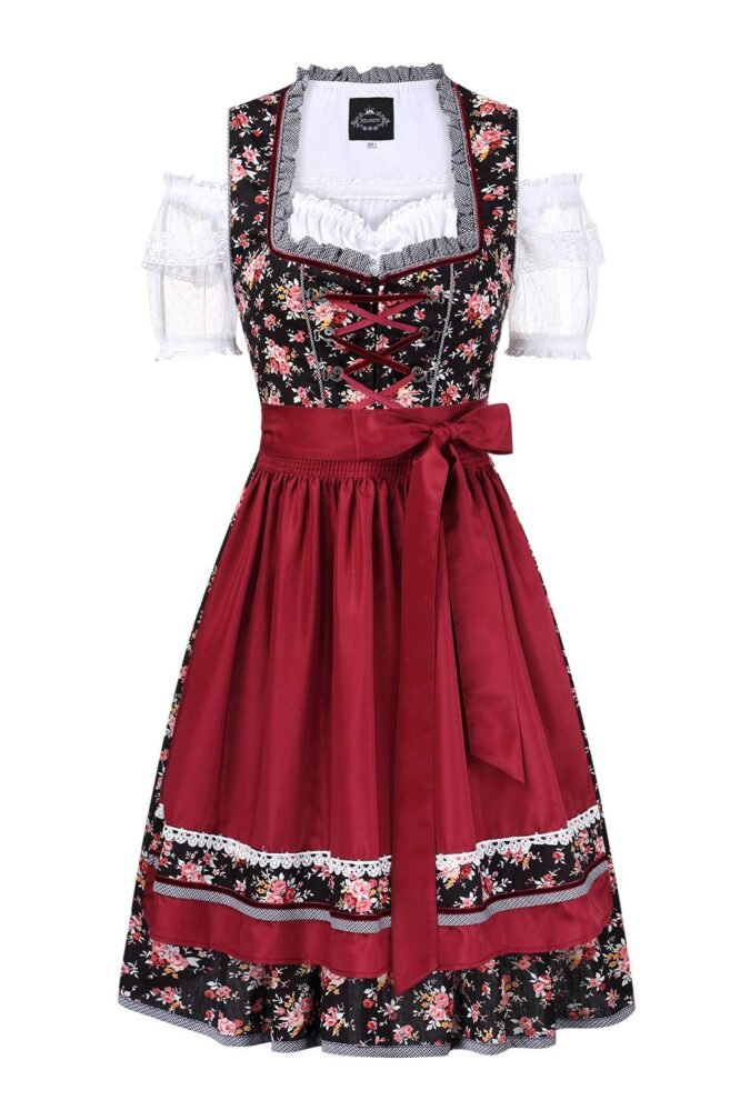 GloryStar Oktoberfest Dress Women's German Dirndl Dress Costumes for Bavarian Oktoberfest Carnival Halloween 21New-Black pattern L - Image 4