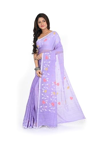 TANTUJA BANGLAR TANTER KAPAR Plain Cotton Saree with Rich Printed Border – Modern Ethnic Combo - Image 4