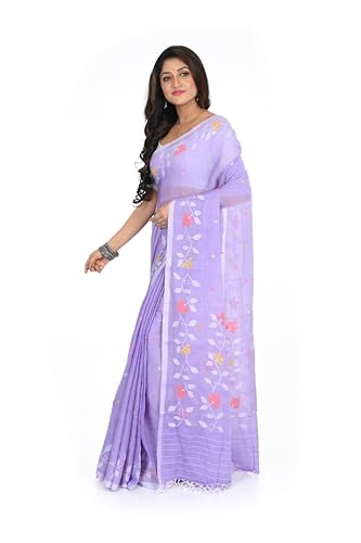 TANTUJA BANGLAR TANTER KAPAR Plain Cotton Saree with Rich Printed Border – Modern Ethnic Combo - Image 3