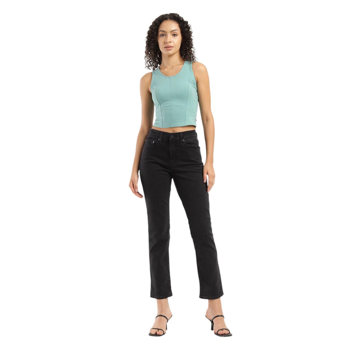 Levi's Women High Rise Straight Jeans (001UF-0012_Black_32) - Image 5