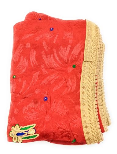 SIMKA Women Embroidery Punjabi Salwar Suit 5 Mtr with Embroidery Heavy Dupatta 2.5 Mtr/Unstitched Dress material/Wedding Pakistani Boutique Suit (Parrot & Red) - Image 5