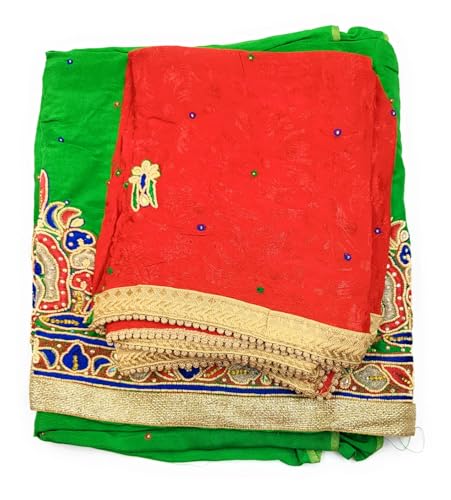 SIMKA Women Embroidery Punjabi Salwar Suit 5 Mtr with Embroidery Heavy Dupatta 2.5 Mtr/Unstitched Dress material/Wedding Pakistani Boutique Suit (Parrot & Red) - Image 7