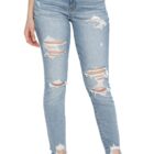 American Eagle Women Blue Ne(x) t Level Ripped High-Waisted Jegging