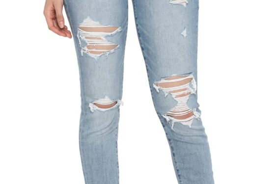 American Eagle Women Blue Ne(x) t Level Ripped High-Waisted Jegging