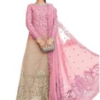 Uday Enterprise net with soft silk semi stitched embroidery and sequence work multi color designer pakistani dress material for women's