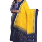 BTHIKIRI Odisha Sambalpuri Handloom Women's Ikat Cotton Ethnic Dress Material Set Unstitched salwar suit for Women's (Navy Blue,Yellow,BTHI 2576)