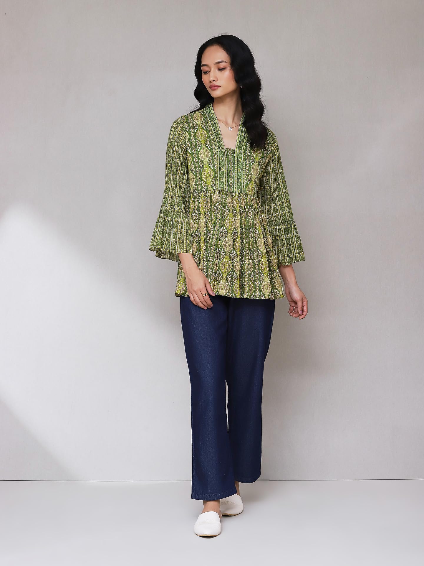 Aarke Ritu Kumar Green Printed Kurti - Image 3