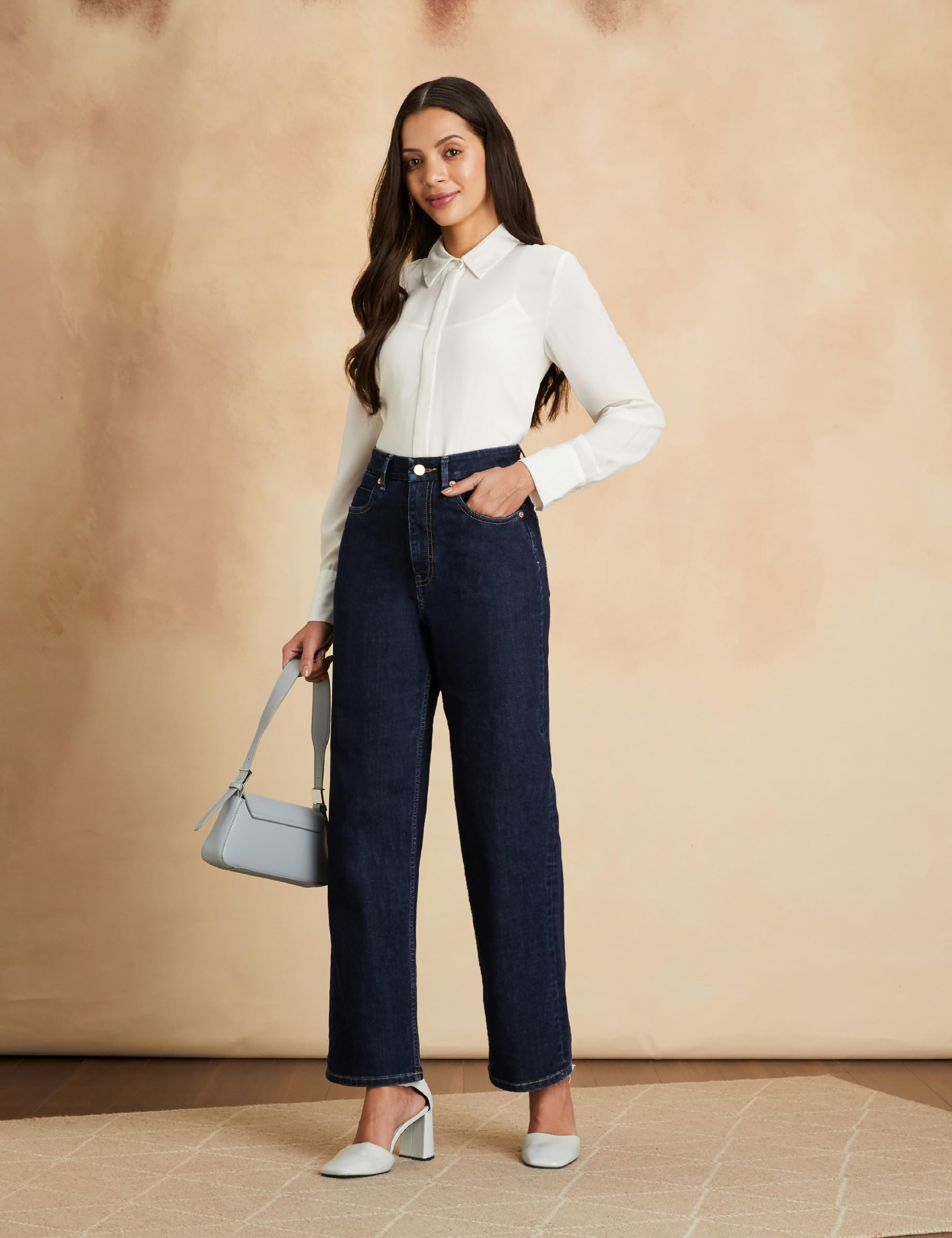 Symbol Premium Women's Straight High Rise Jeans (Sbp-Aw24-Wjns-507_Navy Blue_32) - Image 5