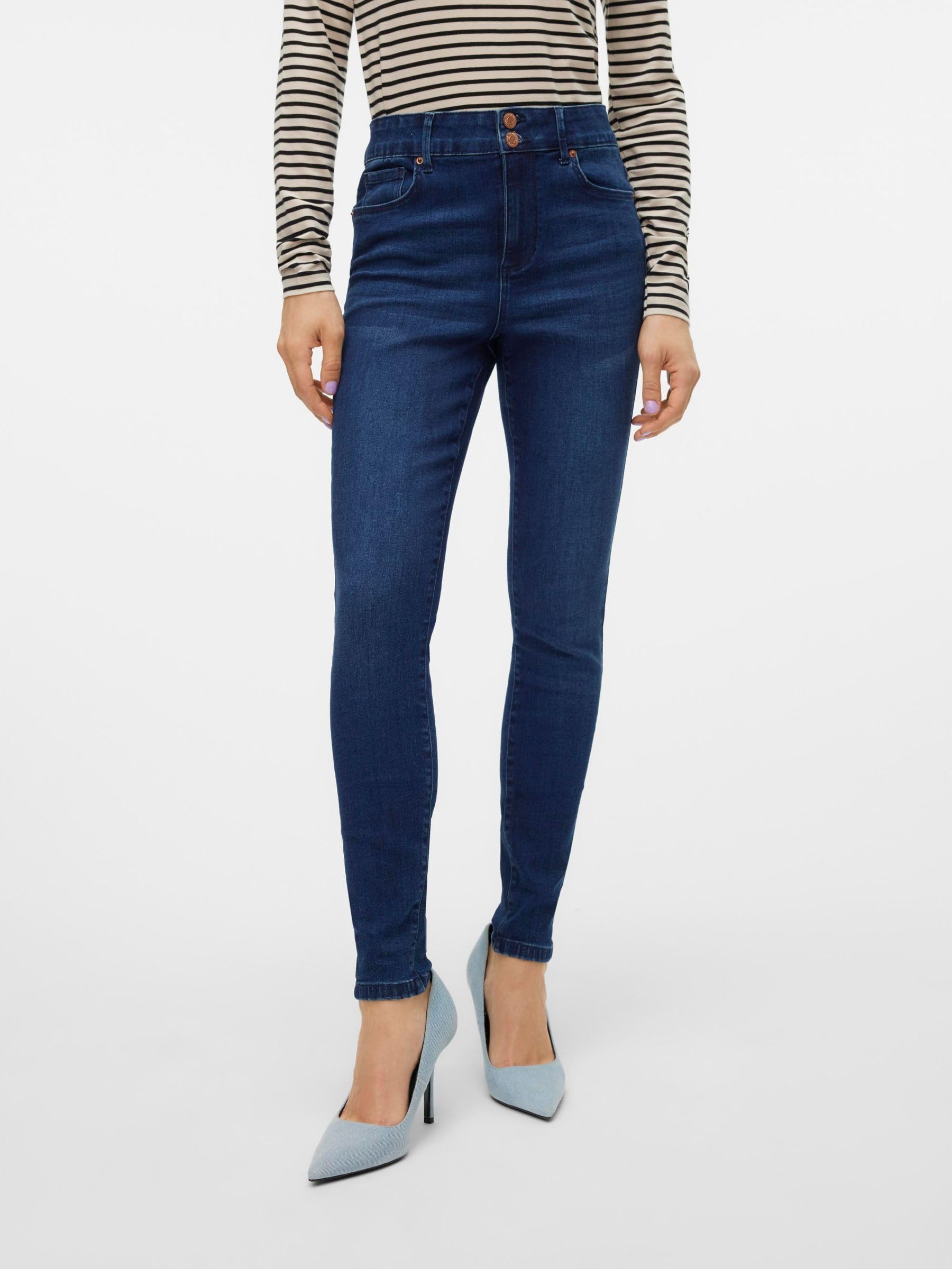 VERO MODA Women Dark Blue Skinny Fit High Rise Jeans - Image 6