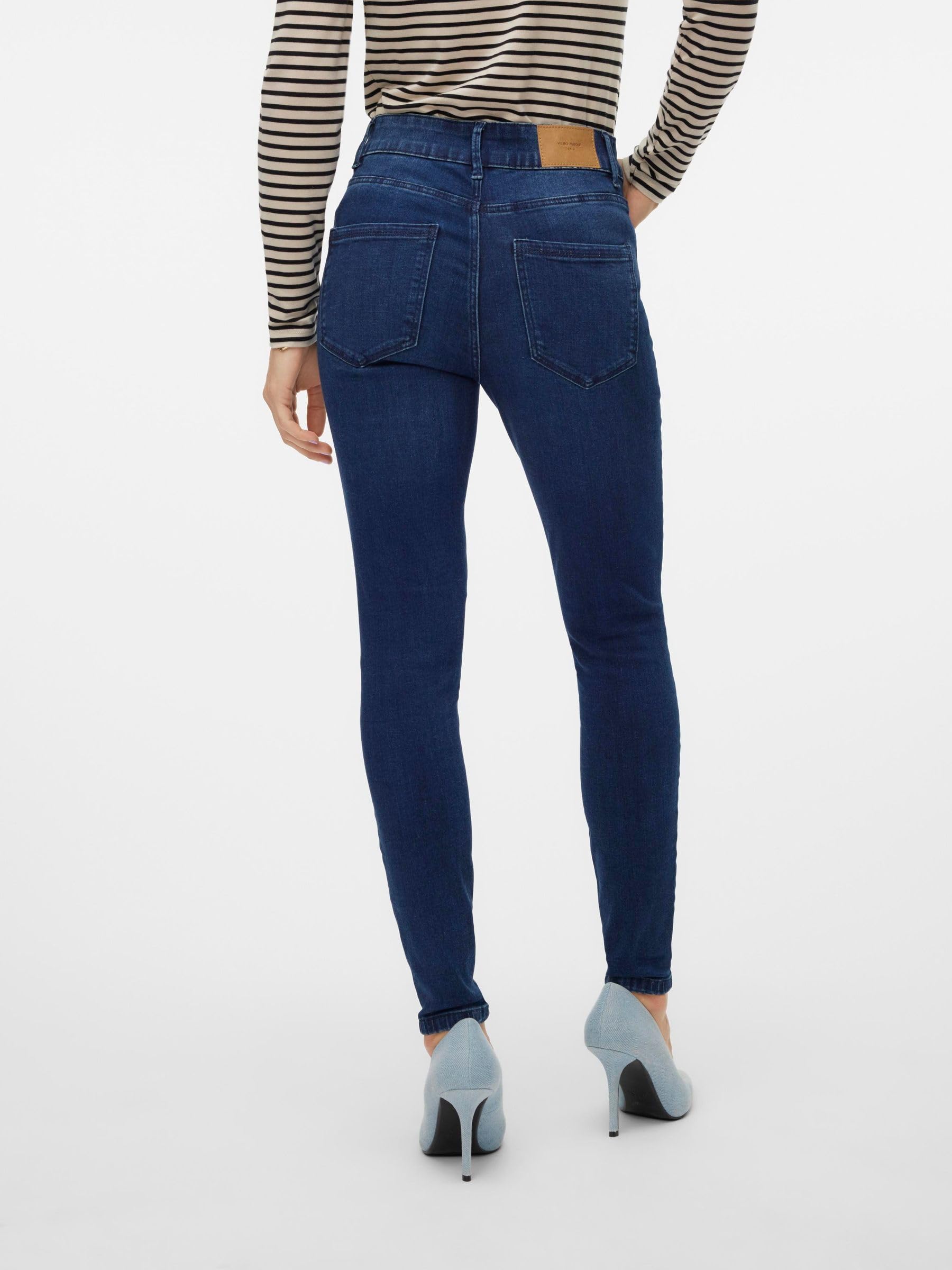 VERO MODA Women Dark Blue Skinny Fit High Rise Jeans - Image 5