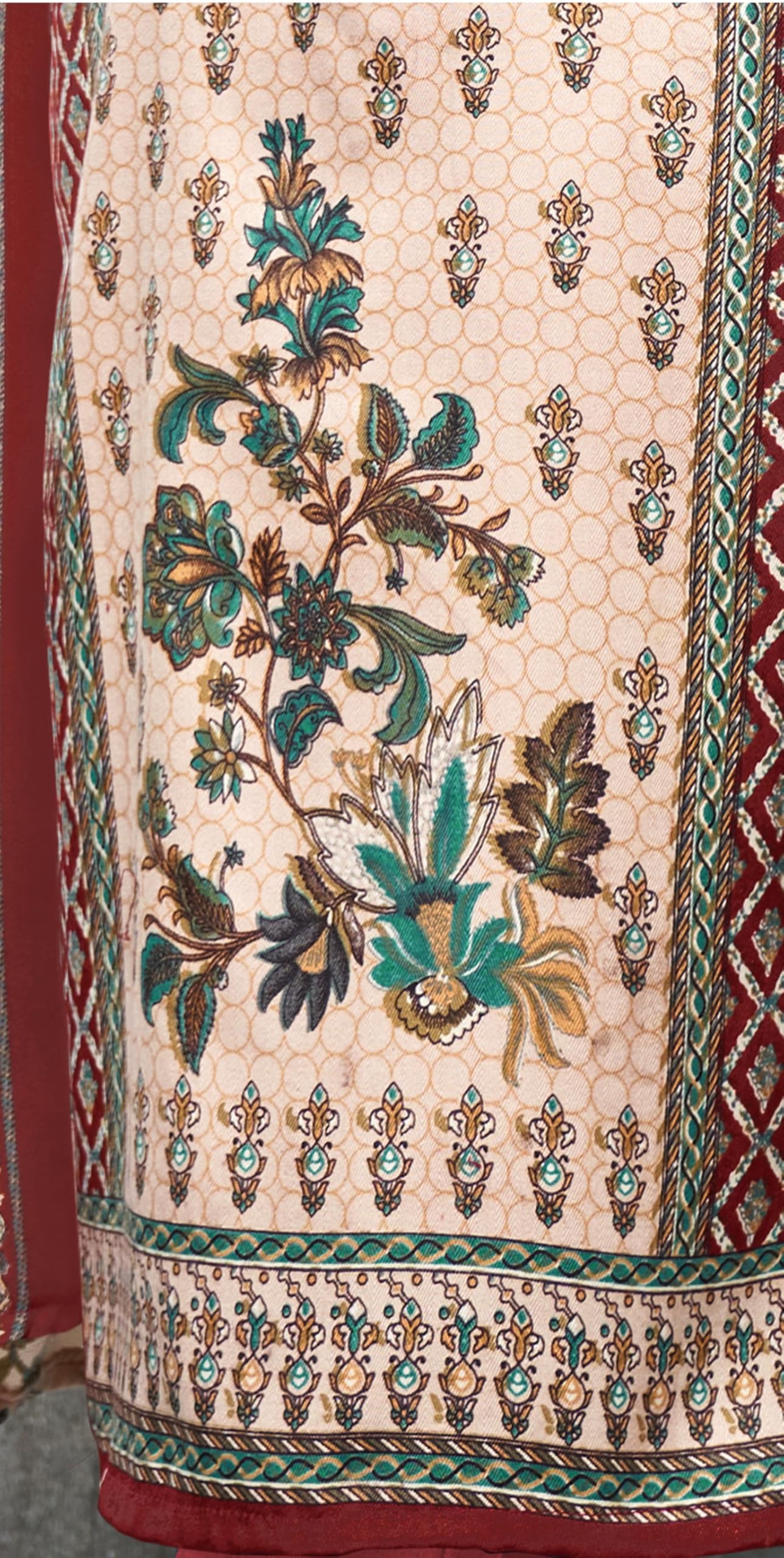 DRAVINAM Trends Women's Winter wear Unstitched Kashmiri Printed Siroski Work Woollen Pashmina Salwar Suits Dress Material with Pashmina Shawl Dupatta - Image 2